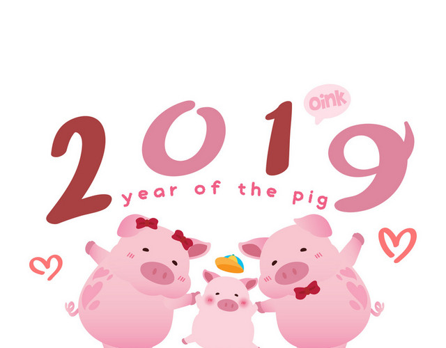 新年卡通猪2019年