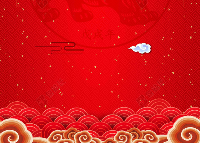 中国风新年喜庆红色背景大气迎战猪年迎战2019海报背景素材