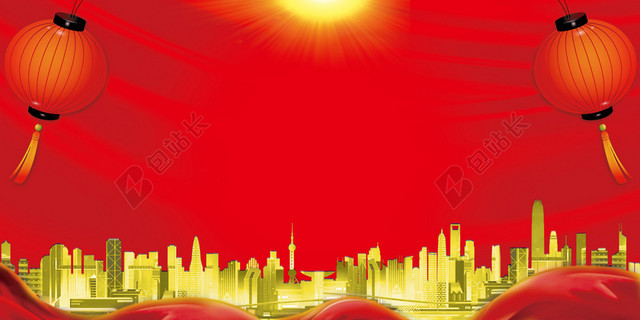 中国风大气新年喜庆红色背景迎战猪年迎战2019海报背景素材