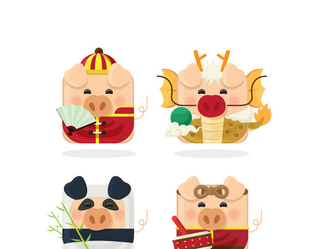 卡通猪年动物图标