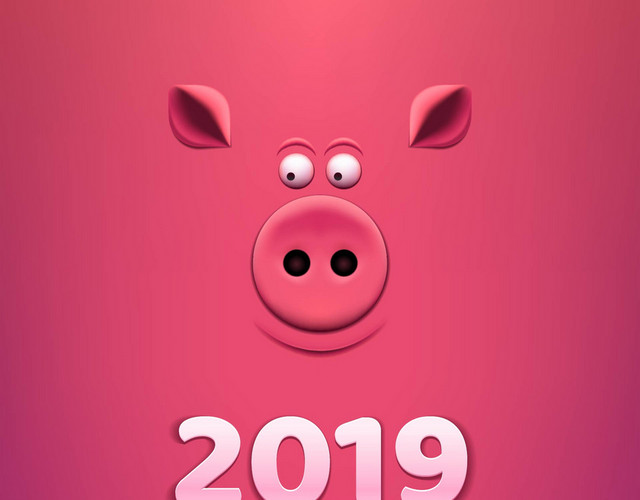 新年快乐卡通猪年2019年