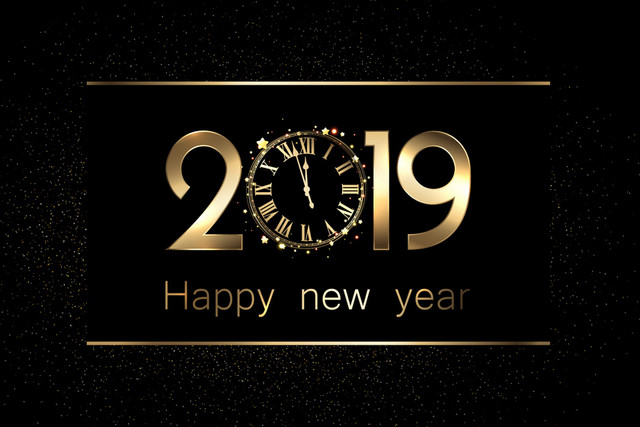 新年快乐金色时钟倒计时