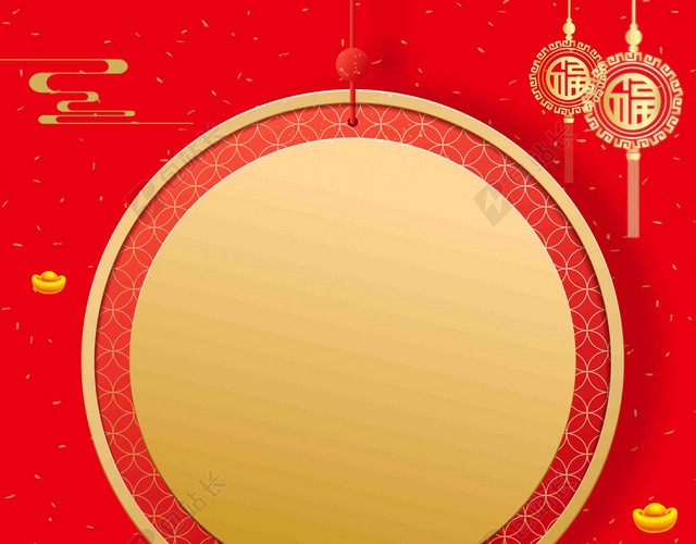 锦绣祥和红色喜庆2019新年猪年吉祥贺词贺岁海报背景
