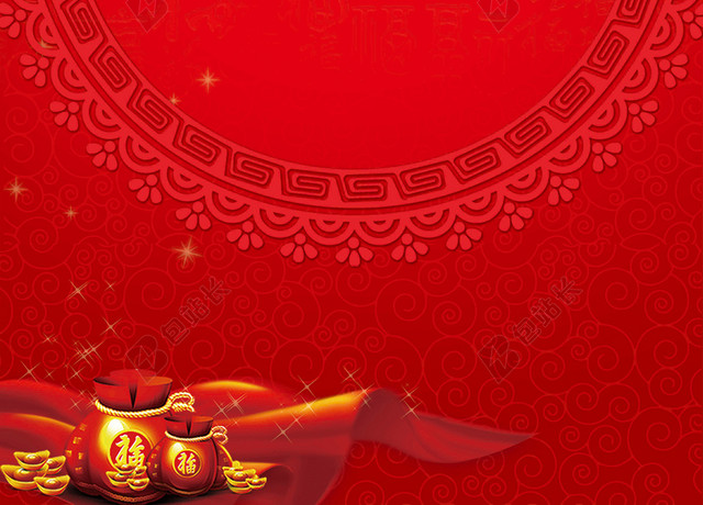 年年有余红色喜庆2019新年猪年吉祥贺词贺岁海报背景