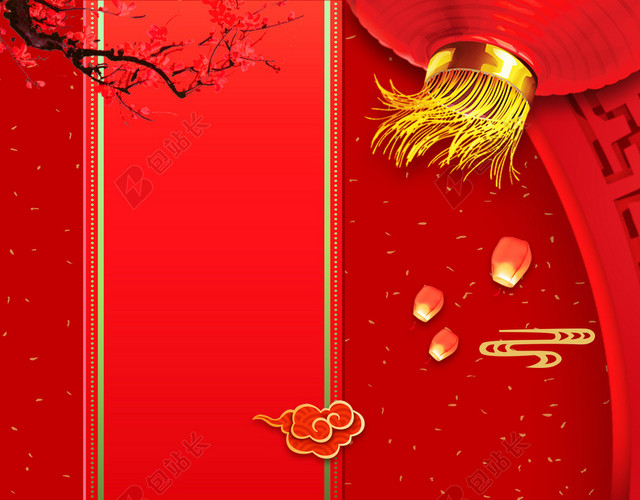 红色喜庆2019新年猪年吉祥贺词贺岁海报背景
