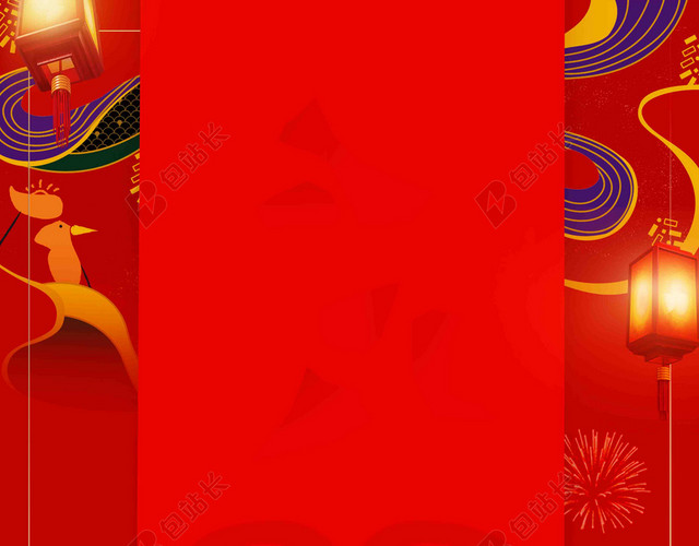 春节快乐红色喜庆2019新年猪年吉祥贺词贺岁海报背景