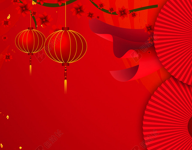 福星高照红色喜庆2019新年猪年吉祥贺词贺岁海报背景