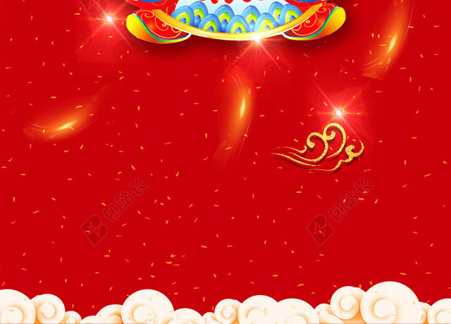 财神拜年啦2019新年猪年春节海报背景红色