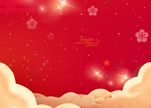 大气红色灯笼炮竹2019猪年新年小年海报红色背景素材