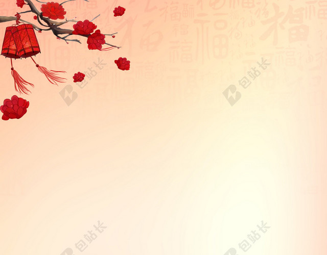 简约红色喜庆梅枝新年猪年拜年海报背景