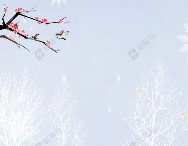 清新自然雪地白色背景小寒大寒下雪海报背景素材