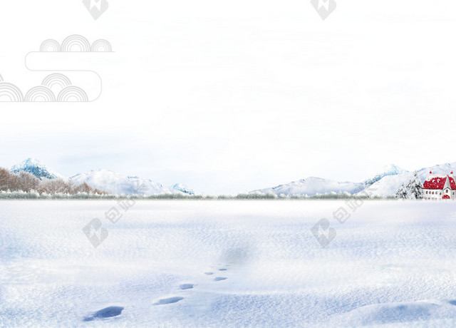 白色背景冬天冬季小寒大寒雪地海报背景素材