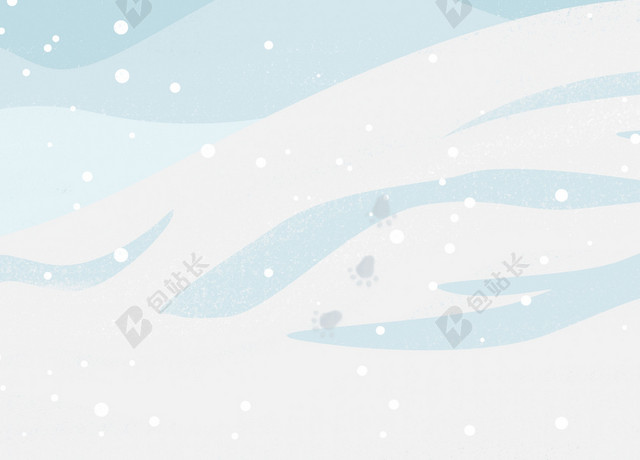 手绘卡通树木雪地小寒大寒冬天海报背景素材