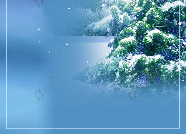 植物实拍照片小寒大寒冬天冬季下雪海报蓝色背景素材