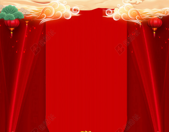 感恩钜惠红色喜庆2019新年猪年开门红海报背景