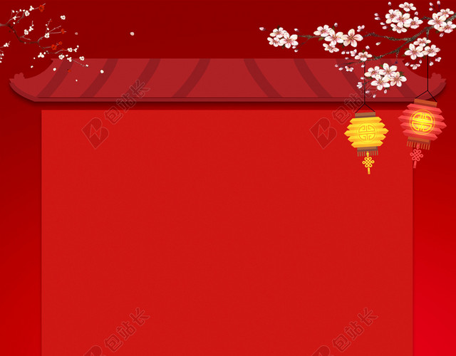 新年新喜气红色喜庆2019新年猪年开门红海报背景