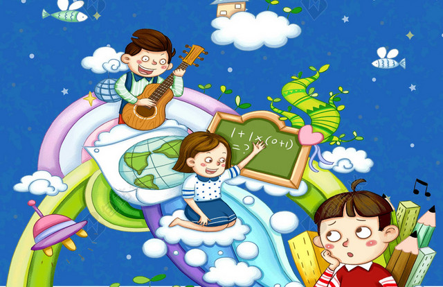 蓝色背景地球插画寒假补习班招生海报背景素材