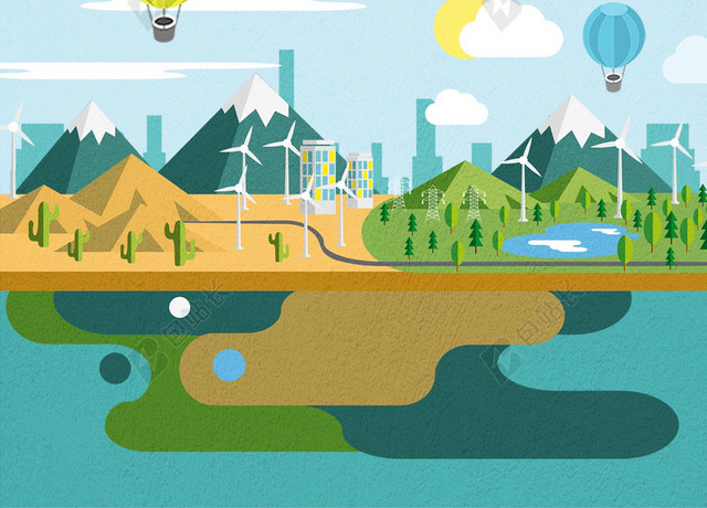 手绘建造绿色地球绿色家园保护环境公益环保海报宣传背景