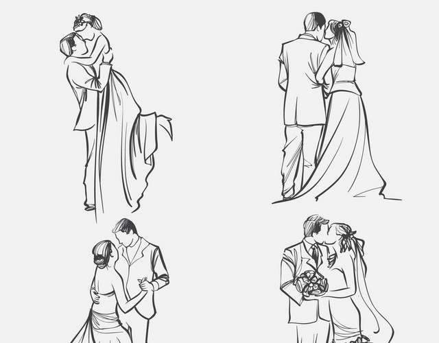 简约手绘结婚婚礼