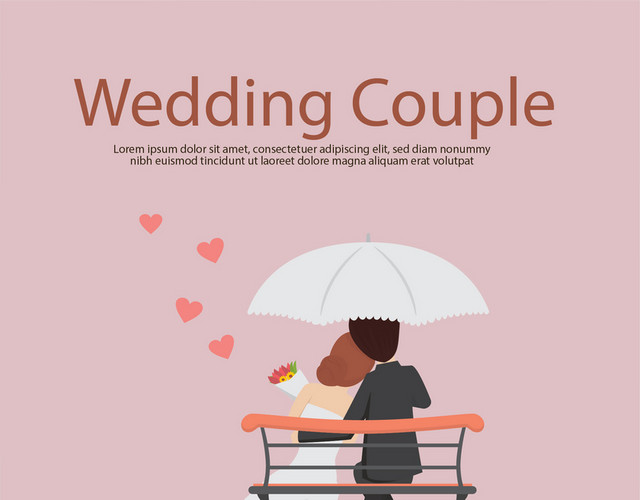 卡通浪漫新婚夫妻