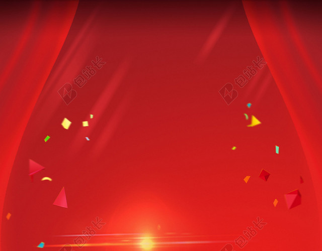 金色剪纸周年庆典红色海报背景