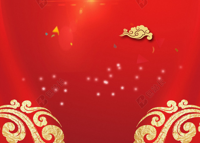 金色剪纸周年庆典红色海报背景