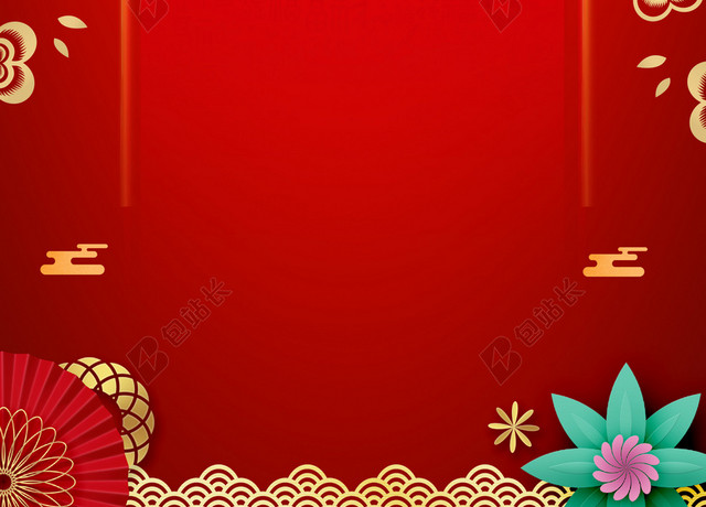 幸福美满红色喜庆开工大吉2019新年猪年海报背景