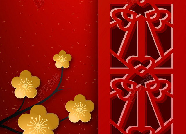 吉祥如意红色喜庆开工大吉2019新年猪年海报背景