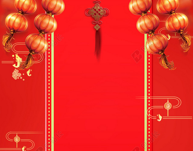 中国风灯笼金色动物扇子2019开工大吉开业大吉新年猪年海报背景