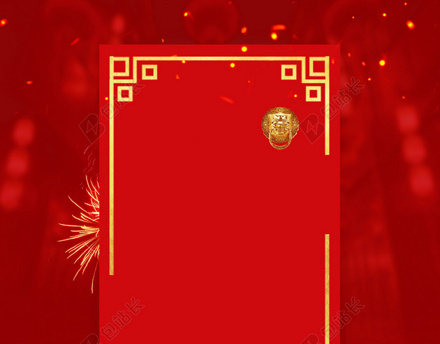 插画桥中国风烟花边框2019开工大吉开业大吉新年猪年海报背景