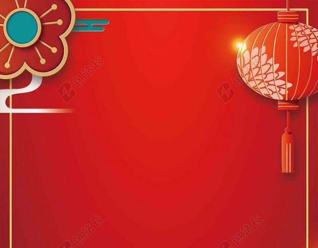 红色中国结简约线条2019开业大吉新年猪年海报背景开工大吉