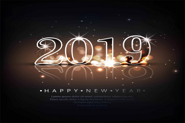 黑色大气字母渐变光影2019猪年新年海报背景