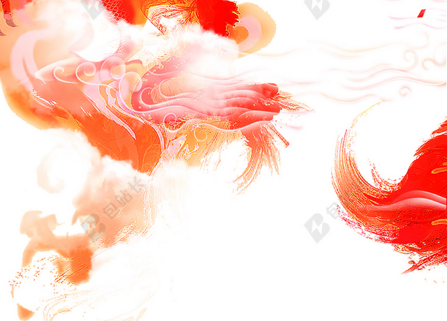 水彩手绘红色龙2019二月二龙抬头传统节日海报背景
