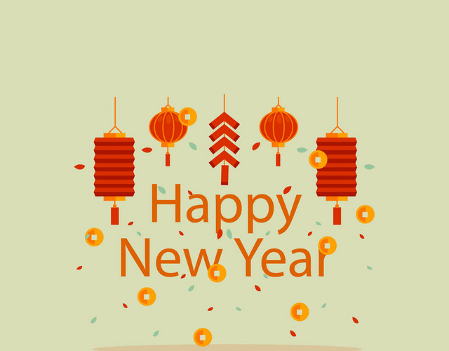 灯笼鞭炮庆贺中国新年素材