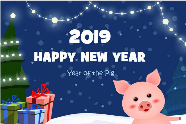 2019新年卡通猪年