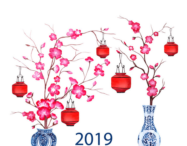 中国风青花瓷梅花