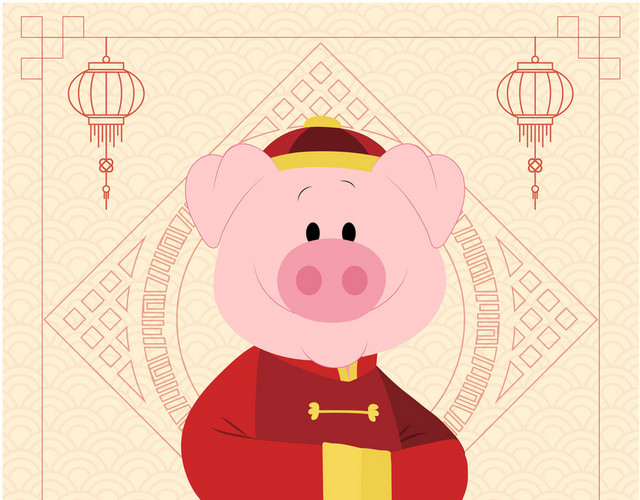 2019可爱卡通小猪拜年