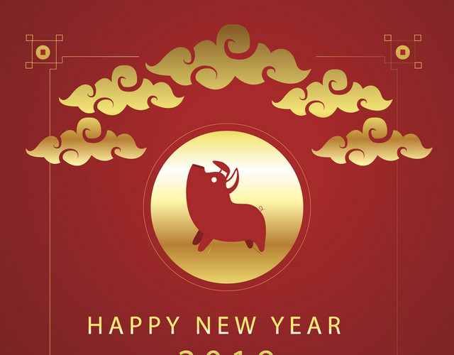 2019简约喜庆中国风猪年快乐