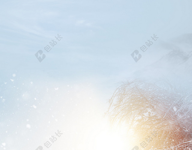 河边漫步大寒冬天冬季大雪小雪下雪小寒蓝色背景海报