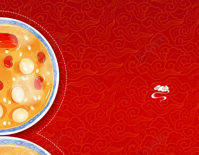 两碗粥八节春节传统节日习俗红色喜庆海报背景