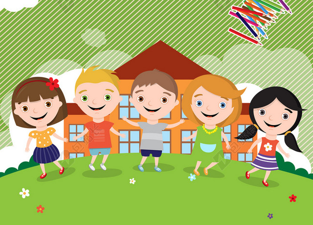 绿色幼儿园招生学校辅导班招生卡通简约海报背景