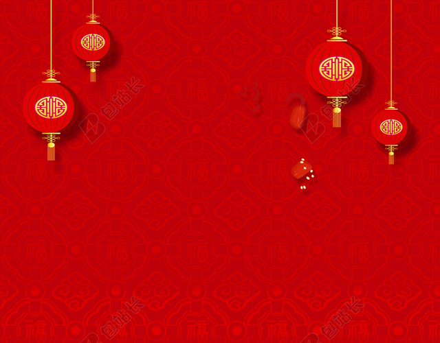 可爱小猪喝粥腊八节春节传统节日习俗红色喜庆海报背景