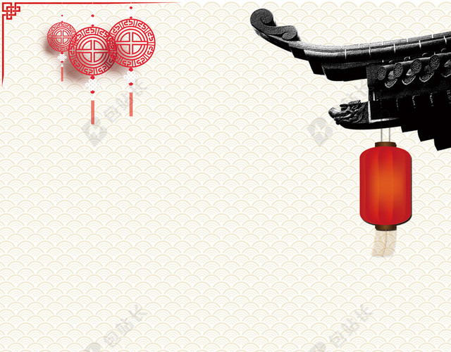 中国风屋檐灯笼腊八节春节传统节日习俗水花色海报背景