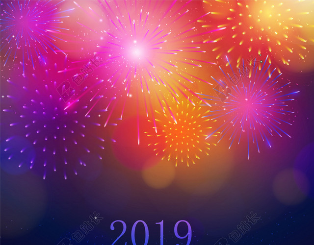 炫彩风格2019猪年新年海报背景素材