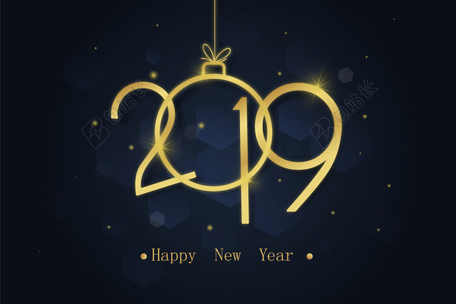 简约大气黑色背景2019新年展板网页背景素材