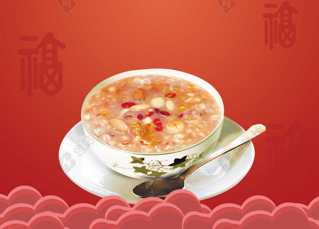 红色喜庆腊八粥腊八节春节传统节日习俗海报红色背景素材