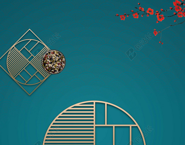 简约大气风格腊八粥腊八节传统节日习俗海报绿色背景素材
