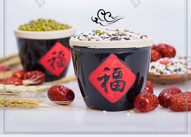 实拍腊八粥材料腊八节春节传统节日习俗海报背景素材