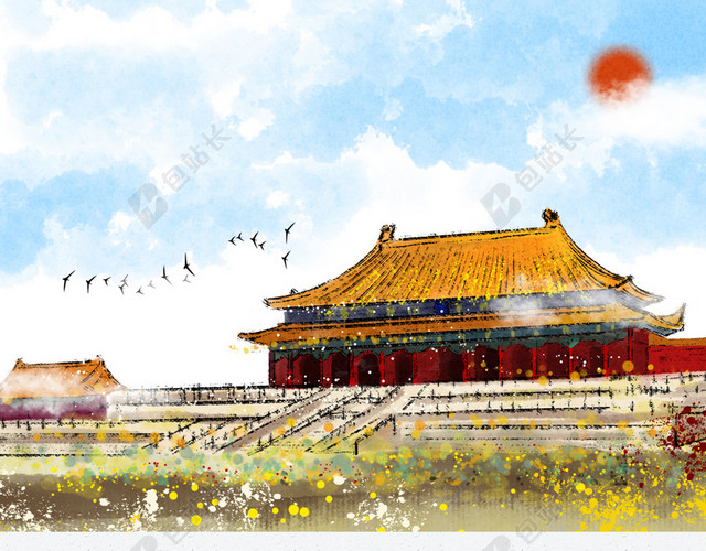 晴天彩绘故宫上新了故宫文创中国博物馆灰色海报背景
