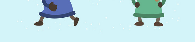 卡通冬季打雪仗儿童